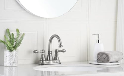 Brushed Nickel 4 Inch Centerset Bathroom Faucet 3 Hole with Drain,2 Pack | Derengge High Arc Classic 2-Handle Bathroom Faucet, Vanity Lavatory Faucet with 360° Swivel Spout，BF-4501D-BN - color: Brushed NickelX2