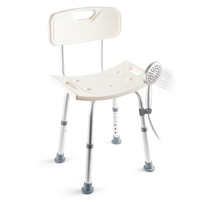 Dr Kays Shower Chair for Inside Shower Shower Stool with Backrest | Premium Aluminium, Heavy-Duty Bathroom Chair for Inside Bathtub, Bath Bench, Bath Seat for Washroom