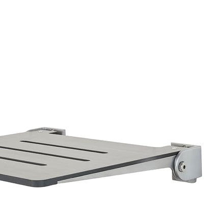 Sechrome 18 inch Silhouette Slimline Folding Wall Mount Shower Bench Seat, Gray Weathered Ash Seat with Silver Frame - color: Weathered Ash With Silver Frame