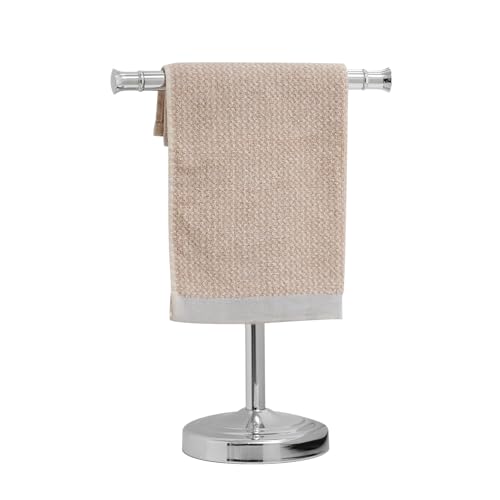 RUMOSE Polished Chrome Hand Towel Holder Stand Countertop Towel Rack | 13 Inch Bathroom Kitchen Vanity T-Shape Towel Stand Free Standing Stainless Steel Towel Bar Towel Ring - color: Polished Chrome