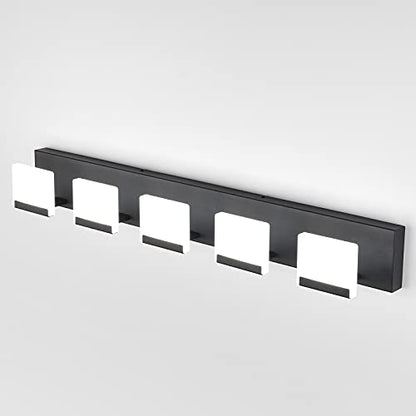 Ralbay LED Modern Bathroom Vanity Light - 5 Light Acrylic Matte Black Vanity Lighting Fixture - color: Black, size: 5-Light