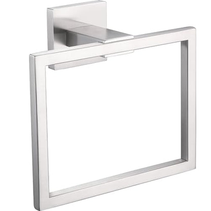 LANC Hand Towel Rings for Bathroom Wall Mount Brushed Finished Square Hand Towel Holder for Kitchen Towel Holder Lavatory SUS304 Stainless Steel Contemporary Style Shower Towel Racks Hanger, A8896BN
