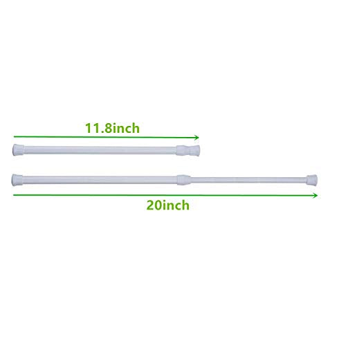 Cupboard Bars Tension Rods, 4 Pack Spring Tensions Rods 11.8-20 Inches Steel Adjustable Tension Curtain Rod Closet Rod Window Rods (White) - color: White, size: 11.8-20 inch