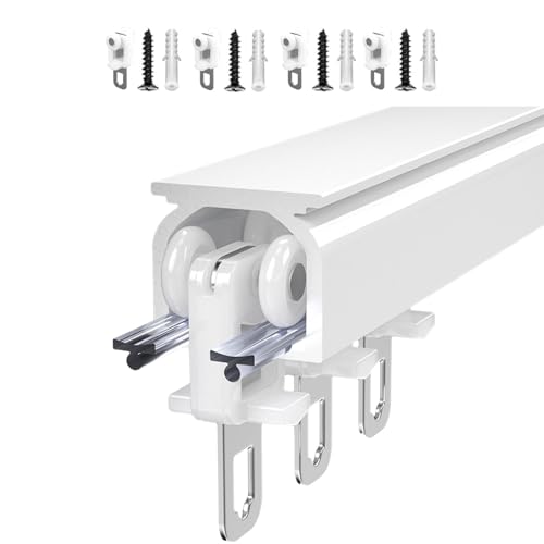 Ceiling/Wall Mount Curtain Rail System, For Curved Shower Curtain Rod, Stainless Steel Pulley, For Curtains,Room Divider, Shower Curtain(White,360cm) - color: White, size: 360cm