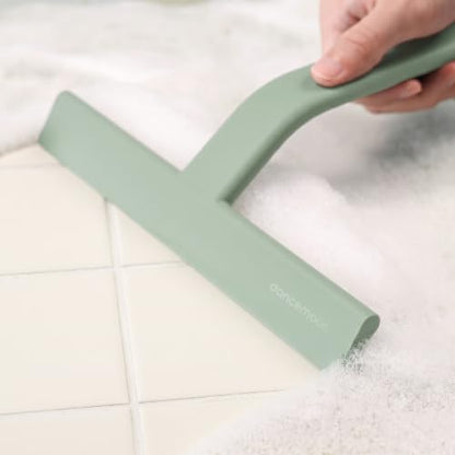 JustHang Shower Squeegee with Built-in Hook, 10'' Matte Green | Award-Winning Design, All-One-Piece Soft-Touch Silicone, for Glass Door, Bathroom, Window, Mirror, Tile Wall, Car - color: Matte Green