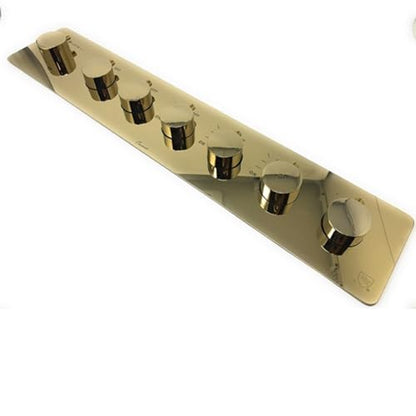 Cascada Luxurious 23"x31" LED Shower System with 6 Functions (Rainfall, Waterfall, Curtain, Misty, Body Jets & Handheld), Built-in Bluetooth Speakers & Shower Sliding Bar (Polished Gold) - color: Polished Gold