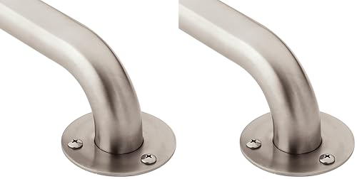 Moen R7424 Bathroom Safety 24-Inch Stainless Steel Bathroom Grab Bar with Exposed Screws, Stainless (Pack of 2) - size: 24 Inch (Pack of 2)