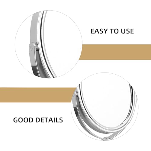 DECHOUS Double-Sided Oval Desktop Makeup Mirror Silver, Rotatable Beauty Vanity Mirror with Swivel Stand for Home Dressing Table and Personal Grooming