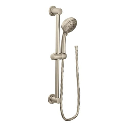 Moen Brushed Nickel Eco-Performance 4-Spray Pattern Handheld Showerhead with 69 Long Hose and 30-Inch Slide Bar, 3669EPBN - color: Brushed Nickel