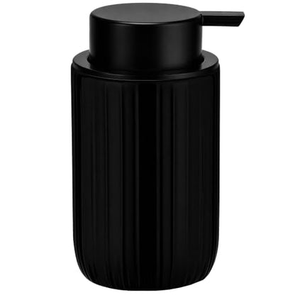 Soap Liquid Dispenser Ceramic with Easy-to-Press Pump Hand Liquid Dispenser for Shampoo Bathroom Countertop 13.5 oz - color: Liquid-stripes Shinyblack