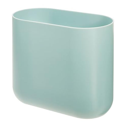 iDesign Small Slim Plastic Bathroom Trash Can, Blue | Garbage Can for Bedroom, Office, Desk, Dorm - color: Soft Aqua, style: Pack of 1