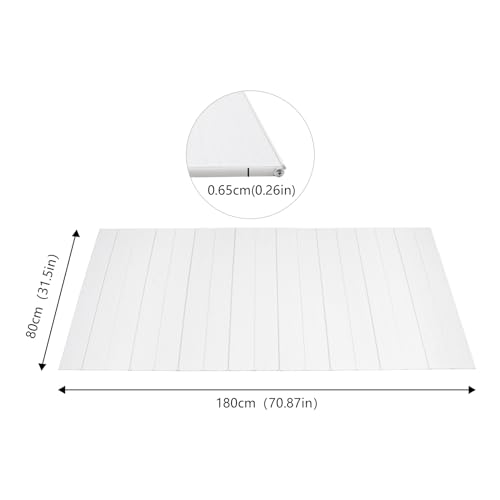 71x32in Bath Lid Cover Bathtub Tray, Foldable Bathtub Cover Bath Insulation Cover, PVC Dustproof Shutter Bath Lid fit Most Tubs, Can Hold Wine Glass, Books, Tablets, Cellphones - color: White, size: 71x31.5in