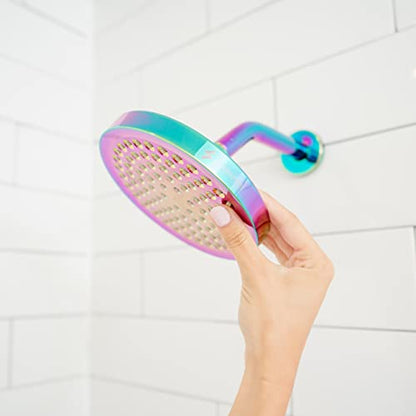 SparkPod Rain Shower Head, 6 Inch Round, Radiant Rainbow Finish | High Pressure Shower Heads, 90 Nozzles, Adjustable Showerhead, No Tools Needed, Universal Connection - color: Radiant Rainbow, style: 6 Inch Round