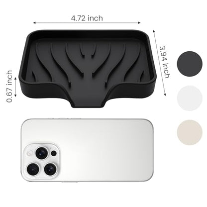 3 Pack Silicone Soap Holder, Self Draining Bar Soap Dish,Non-Slip Soft Soap Tray for Kitchen Sink Organizer, Shower & Bathroom Accessories, Keep Soap Dry, Fast Air Dry (Black, White, Beige)