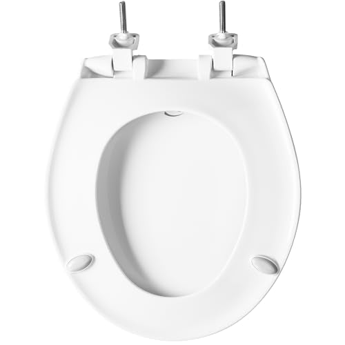 BEMIS 790TDGSL Commercial Heavy Duty Closed Front Toilet Seat with Cover, Industrial No Slam Seat with Secure Installation, Made in USA, Round, White - size: Round