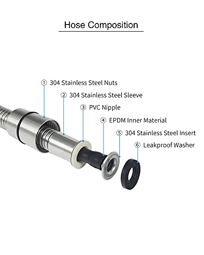 PHASAT Shower Hose,157 Inches Extra Long Shower Hose Replacement,304 Stainless Steel Shower Head Hose Extension Brushed Nickel,A3107N-4.0 - color: Brushed Nickel, size: 157 Inches