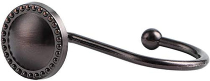 Curtain Hooks, Heavy Duty Zinc Alloy Shower Curtain Hooks (Beaded Circle, Oil- Rubbed Bronze)