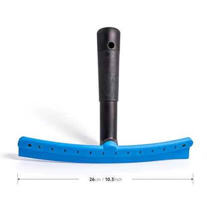 FOSHIO TPU Squeegee 10-Inch Blade with 4 Extension Poles (Extends up to 63 Inches), Anti-Slip Grip Handle Rubber Squeegee Streak-Free Cleaning for Car Windows, Shower Doors, Mirrors, Glass