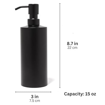 Black Round Stainless Steel Soap Dispenser, 15 oz - color: Black