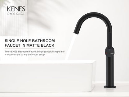 Matte Black Vessel Sink Faucet Single Handle, Tall Bathroom Faucet | Vessel Bowl Faucet with Pop Up Drain & Supply Lines, Lead-Free cUPC & NSF Certified, 1 Hole Faucet for Vanity RV Restroom - color: Matte Black, size: Tall