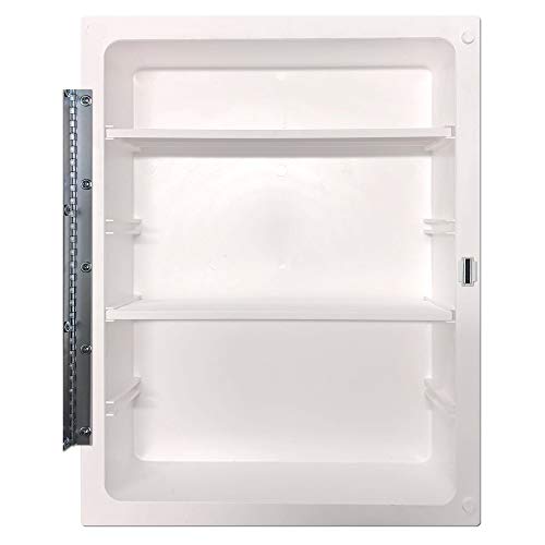 White Recessed Medicine Cabinet with Frameless Pencil Edge Mirrior Door Panel (16" x 22") with Adjustable Shelves, Wall Mounted Bathroom Storage Cabinet - color: Pencil Edge