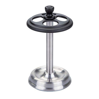iDesign York Stainless Steel Divided Toothbrush Stand, Matte Black/Brushed | 3.25" x 3.25" x 5.75", 76269 - color: Black/Chrome, style: Pack of 1
