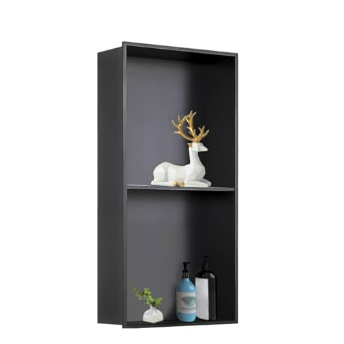 Shower Niche, Built-in Stainless Steel Shower Niche, Square Wall Insert Shower Shelf, Recessed Storage Wet Room Niche for Bathroom Decoration Shampoo Soap Toiletries,Black-27.6x11x4.9in - color: Black