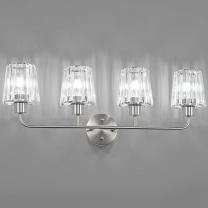 Brushed Nickel Vanity Lights 4-Light Crystal Bathroom Light Fixtures | Modern Bathroom Vanity Light E26 Wall Light over Mirror (Exclude Bulb) - color: Brushed Nickel, size: 4-Light