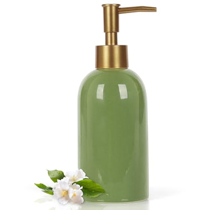 Natheeph Soap Dispenser for Bathroom/Kitchen Fill Hand Soap/Dish Soap,14OZ | Soap Pump Dispenser Bottle, Ceramic Soap Dispenser Refillable Shampoo/Lotion/Liquid/Detergent for Bathroom/Kitchen, Green - color: Green