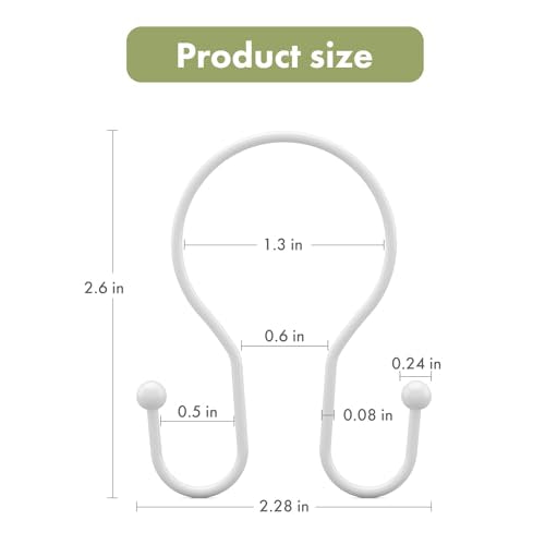 AmazerBath White Shower Curtain Hooks, Shower Curtain Rings, Simple Double Shower Curtain Hooks Rust Proof, Metal Smooth Glide Shower Hooks for Shower Curtain Rod, 12 Pcs Shower Rod Hooks - color: White, style: Minimalist - Double Shower Hooks