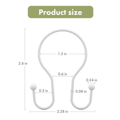 AmazerBath White Shower Curtain Hooks, Shower Curtain Rings, Simple Double Shower Curtain Hooks Rust Proof, Metal Smooth Glide Shower Hooks for Shower Curtain Rod, 12 Pcs Shower Rod Hooks - color: White, style: Minimalist - Double Shower Hooks