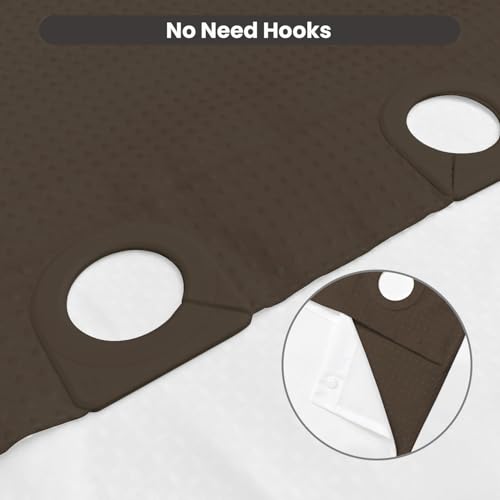 Inhousolu No Hook Shower Curtain with Removable Snap-in Liner, Waffle Weave 230 GSM Polyester, Weighted Hem, Water Repellent Washable, 72 x 72 Inch, Brown - color: Brown, size: 72"W x 72"L (Pack of 1)