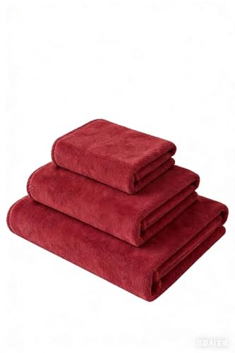 Extra Large Bath Towel Set of 3 Oversized Bath Sheet Super Soft Highly Absorbent Microfibers Quick Dry Luxury Shower Towel for Bathroom Spa Gym Hotel Yoga (Red Wine, 3Piece) - color: Red Wine