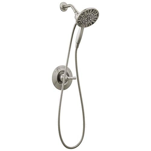 Delta Arvo 14 Series Brushed Nickel Shower Faucet Set with In2ition 2-in-1 Dual Shower Head with HandHeld Spray Combo, Valve Trim Kit, SpotShield Stainless 142840-SP-I (Valve Included) - color: Spotshield Brushed Nickel