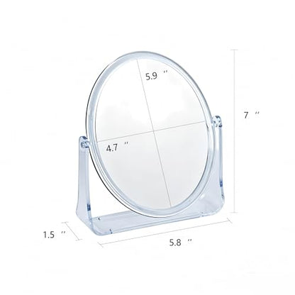 1x/1x Double-Sided Makeup Mirror, Clear Acrylic Desktop Mirror, 360-Degree Rotating Portable Desktop Mirror, Ideal for Makeup Application, Shaving, and Daily Skincare (Clear, Oval)