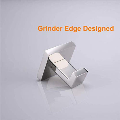 Nolimas Towel Hook Stainless Steel Bathroom Rustproof Clothes Towel Coat Hook Wall Mounted Square Toilet Kitchen, Heavy Duty Door Hanger, 2 Pack, Chrome Polished - color: Chrome Polished, size: 2 Pack