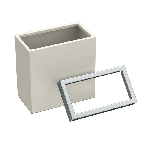 Gatco Modern Rectangle Wastebasket, Matte Pearl and Chrome Combo - Stainless Steel Trash Can with Removable Lid, Leakproof, 3 Gallon Capacity for Bathroom, Bedroom, Kitchen, or Office - color: Matte Pearl / Chrome