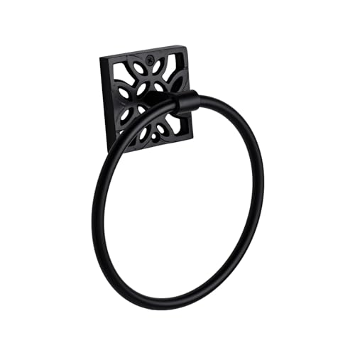 Autumn Alley Bathroom Towel Ring, Matte Black Hand Towel Holder - Modern Hand Towel Holder Wall Mount for Bathroom and Kitchen, Modern Black Bathroom Accessories, Decorative