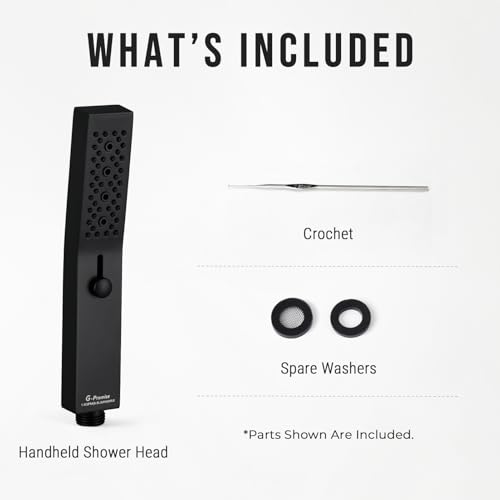 G-Promise All Metal Square 3 Function Handheld Shower Head(Matte Black) | All Metal Construction, 3 Function Modes with Massage, Modern Look, Push Switch, Easy Installation - color: Matte Black, style: Square