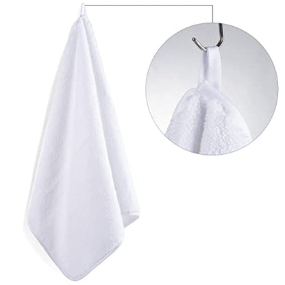 POLYTE Quick Dry Lint Free Microfiber Hand Towel, 16 x 30 in, Set of 4 (White) | 4 Pack, Oversize, Lint Free, Hanging Loop - color: White