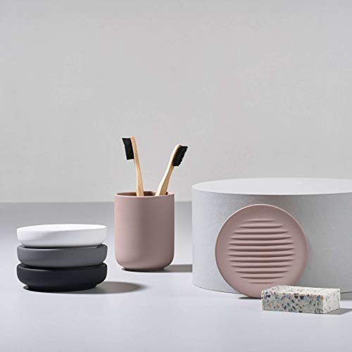 Zone UME 330400 Toothpaste Cup, Nude L: 4.0 inches (10.3 cm), D: 3.3 inches (8.3 cm), Toothbrush Mug, - color: Nude, size: L:H:10.3cmD:8.3cm