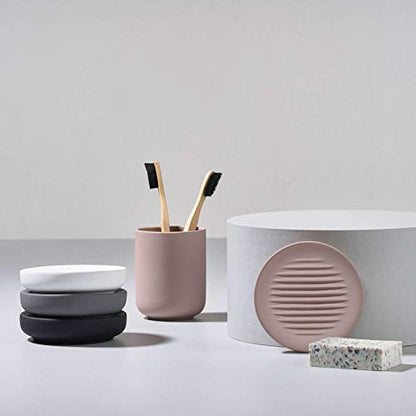 Zone UME 330400 Toothpaste Cup, Nude L: 4.0 inches (10.3 cm), D: 3.3 inches (8.3 cm), Toothbrush Mug, - color: Nude, size: L:H:10.3cmD:8.3cm