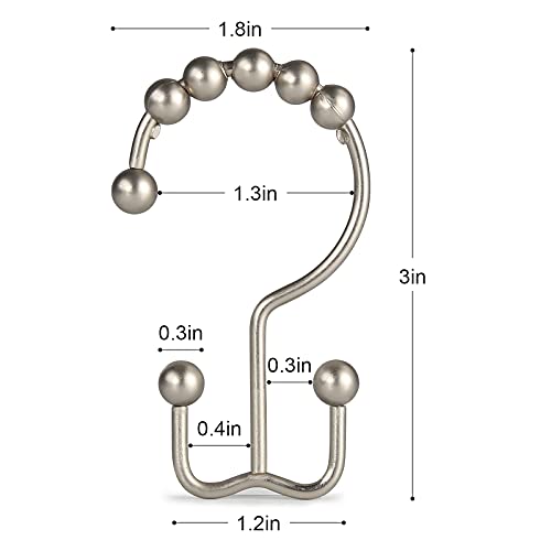 Shower Curtain Hooks, Goowin Shower Curtain Rings, Stainless Steel Shower Curtain Hooks Rust Proof Free Sliding Double Shower Hooks for Curtain, Shower Curtains & Liners (Matte Nickel) - color: Matte Nickel