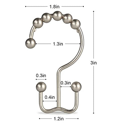 Shower Curtain Hooks, Goowin Shower Curtain Rings, Stainless Steel Shower Curtain Hooks Rust Proof Free Sliding Double Shower Hooks for Curtain, Shower Curtains & Liners (Matte Nickel) - color: Matte Nickel