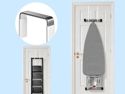 Single Long Over Door Steel Hooks 4 Pack Fit 1-3/8" Door 12" White | Plastic Coated Rubber Feel Towel Rack Robe Coat Shoe Wreath Hanger No Damage No Scratch for Bathroom Heavy Duty Thin Top