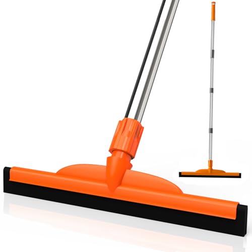 Heavy-Duty Floor Squeegee, 62" Adjustable Handle, EVA Foam Blade, Ideal for Concrete, Garage, Patio & More