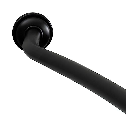 Bath Bliss Curved Shower Rod | Adjustable 42"-72" Inch | Bathroom Shower Curtain and Liner Rod | 33% More Space | Wall Mounted | Easy Installation | Matte Black - color: Matte Black