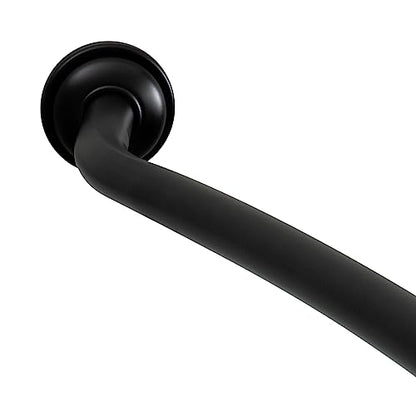 Bath Bliss Curved Shower Rod | Adjustable 42"-72" Inch | Bathroom Shower Curtain and Liner Rod | 33% More Space | Wall Mounted | Easy Installation | Matte Black - color: Matte Black