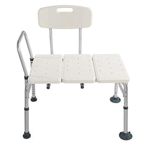 Bath Chair,Adjustable Handicap Shower Chair Seat Bench Transfer Bench with Arms and Backs,3 Blow Molding Plates Aluminium Alloy for Seniors Elderly Baby Bathtub Lift Chair (White) - color: White