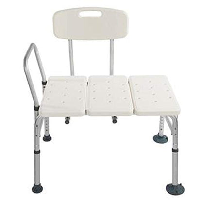Bath Chair,Adjustable Handicap Shower Chair Seat Bench Transfer Bench with Arms and Backs,3 Blow Molding Plates Aluminium Alloy for Seniors Elderly Baby Bathtub Lift Chair (White) - color: White